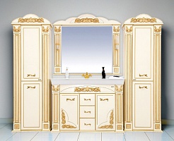 Misty Тумба с раковиной Барокко 120 3 ящика бежевая патина – фотография-2