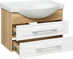Runo Тумба под раковину Дублин 70 подвесная дуб/белая – фотография-2