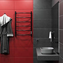 Aringa Полотенцесушитель электрический Берген 80x50 AR03009BL черный – фотография-4