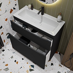 Vivon Тумба с раковиной Ostin 80 напольная черная матовая – фотография-4