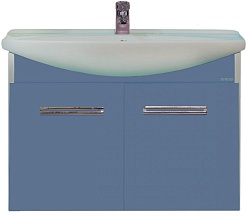 Misty Тумба с раковиной Джулия 75 подвесная синяя – фотография-1