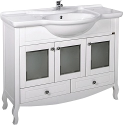 ASB-Woodline Тумба под раковину Флоренция 105 витраж белый/патина серебро – фотография-1