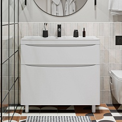 Vivon Тумба с раковиной Ostin 90 напольная белая матовая – фотография-2