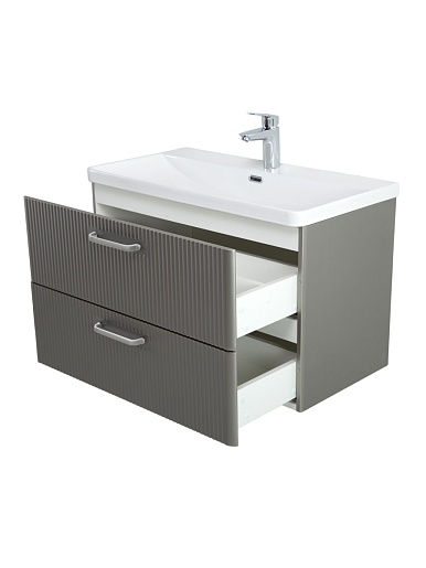 BelBagno Тумба с раковиной Due 80 подвесная Сатин ручки Белые – фотография-2