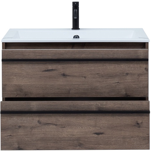 Aquanet Тумба под раковину Lino 80 подвесная дуб веллингтон – картинка-7