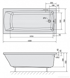 Alpen Акриловая ванна Lily 150x70 – фотография-4