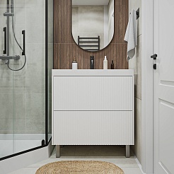 Vivon Тумба с раковиной Kristi 80 белая матовая рифленая – фотография-5