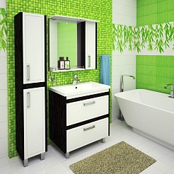 Runo Пенал для ванной Гранада 30 венге/белый – фотография-2