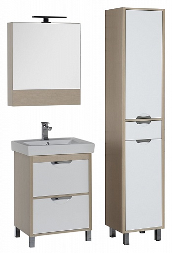 Aquanet Тумба с раковиной "Гретта 60" 2 ящика светлый дуб (171556) – фотография-8