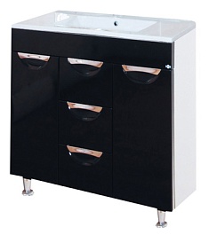 Misty Тумба с раковиной Кристи 90 L черная – фотография-1