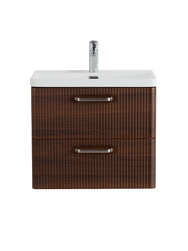 BelBagno Тумба с раковиной Due 60 подвесная Noce ручки Матовый атласный никель – фотография-4