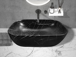Ceruttispa Раковина накладная 50 CR8217MMB мрамор черный матовый – фотография-2