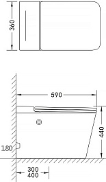 Azario Унитаз приставной AZ101 импульсный безободковый с сиденьем микролифт белый – фотография-5