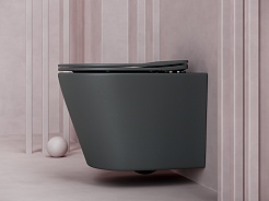 Ceramicanova Подвесной унитаз Balearica Rimless CN6000MDH тёмный антрацит матовый – фотография-7