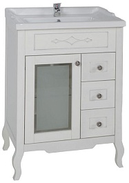 ASB-Woodline Тумба под раковину Флоренция Квадро 60 белый/патина серебро – фотография-1