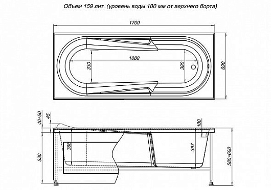 Aquanet Акриловая ванна Hellas 170x70 – картинка-9