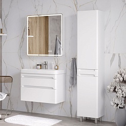 Equil Тумба с раковиной Nice 80 2 ящика подвесная белая – фотография-9