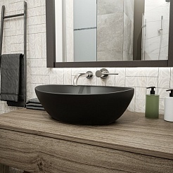 Teymi Раковина накладная в ванную Lori 40 цвет чёрный матовый T50494 – фотография-6