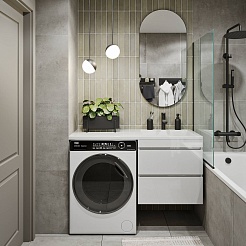 Vivon Тумба с раковиной под стиральную машину Harper 120 R подвесная белый глянец – фотография-11