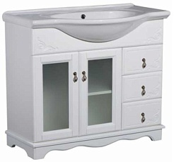 Bas Мебель для ванной Варна 85 белый, вставки стекло, 3 ящика – фотография-4