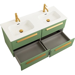 Cezares Тумба с раковиной Eco Cer-N 120 с 4 ящиками фисташковый софт CZR-8095-120-2 ручки сатиновое золото – фотография-5