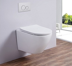 Esbano Унитаз Amapola-N подвесной безободковый белый матовый – фотография-2