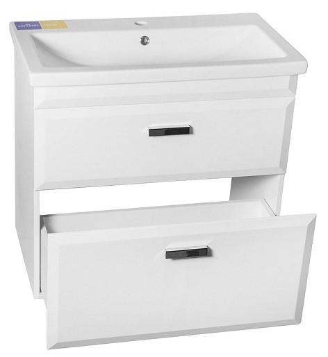 Style Line Тумба для умывальника Лотос 80 Люкс белая PLUS подвесная – фотография-2
