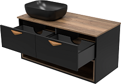 Brevita Тумба под раковину Bergen 105 подвесная дуб галифакс олово/черная – фотография-8