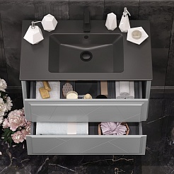 Opadiris Мебель для ванной Луиджи 90 подвесная серая матовая/антрацит – фотография-7