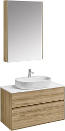 Акватон Мебель для ванной с белой столешницей Либерти 100 Одри Round дуб эльвезия – фотография-1