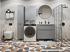 Vivon Шкаф-пенал Ostin 30L с бельевой корзиной серый матовый – фотография-5