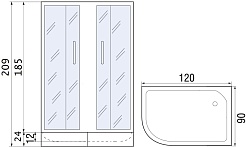 River Душевой уголок Don XL 120/90/26 MT R с поддоном – фотография-6