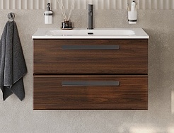 BelBagno Мебель для ванной Eco Cer-N 80 CZR-8073-80 орех шоколад софт ручки матовые чёрные – фотография-3