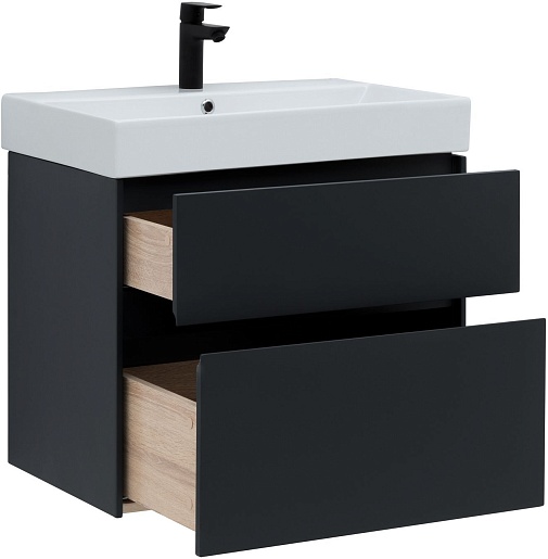 Aquanet Тумба под раковину Бруклин 70 подвесная черная матовая – картинка-7