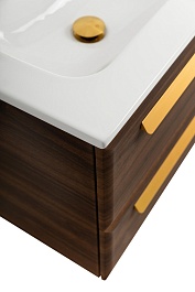 Cezares Тумба с раковиной Eco Cer-N 120 с 4 ящиками орех шоколад софт CZR-8095-120-2 ручки сатиновое золото – фотография-7