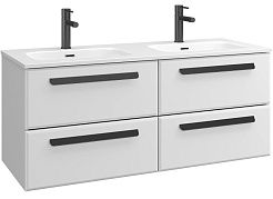 Cezares Тумба с раковиной Eco Cer-N 120 с 4 ящиками bianco lucido CZR-8073-120-2 ручки матовые чёрные – фотография-1