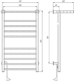 Domoterm Полотенцесушитель электрический Аврора DMT 109-Т5 П10 50x90 EK L хром – фотография-5