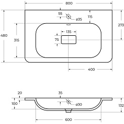 Cezares Тумба с раковиной Relax 80 подвесная оружейная сталь – фотография-16