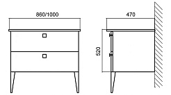 BelBagno Мебель для ванной ATRIA 850 Bianco Lucido, 2 ящика – фотография-4