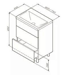 Am.Pm Тумба с раковиной Gem 75 орех, напольная с 2 ящиками – фотография-4
