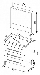 Aquanet Мебель для ванной Верона 75 черная напольная (231041) – фотография-5