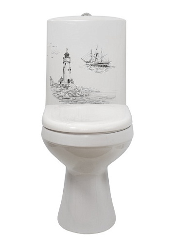 Оскольская керамика Унитаз-компакт Леда, декор маяк – фотография-2