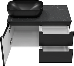 Brevita Тумба под раковину Cargo 80 подвесная черная матовая – фотография-6