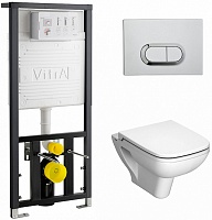 Vitra Унитаз подвесной с инсталляцией S20 9004B003-7204 кнопка хром