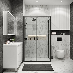 Grossman Боковая стенка Cosmo 80x195 профиль черный матовый стекло прозрачное – фотография-4