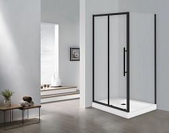 Esbano Душевой уголок Flex 120x80 ESF-128PS-B профиль черный матовый стекло прозрачное – фотография-3