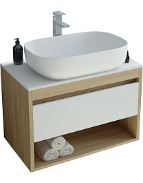Teymi Тумба с раковиной Ritta 75 дуб эврика/белый матовый T60521 раковина T50202 – фотография-1