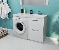Mixline Тумба с раковиной Атлантик 120 R под стиральную машину белая – фотография-3