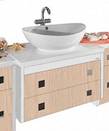 Водолей Тумба с раковиной "Сильвия 75" дуб/белый – фотография-1