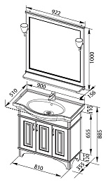 Aquanet Мебель для ванной Валенса 90 белый краколет/серебро (180240) – фотография-5